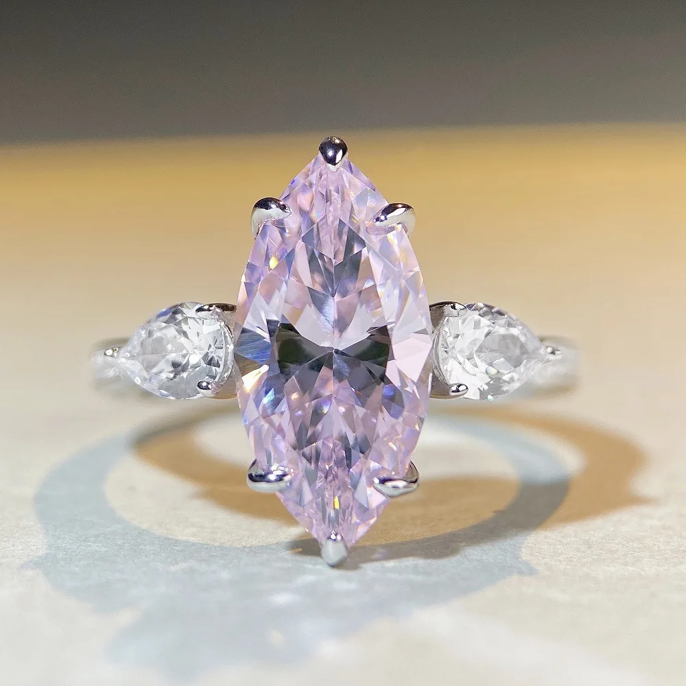 

Кольцо из стерлингового серебра 925 пробы с 7-каратным бриллиантом в форме конского глаза, женское роскошное кольцо с цирконами, элитный подарок для женщин