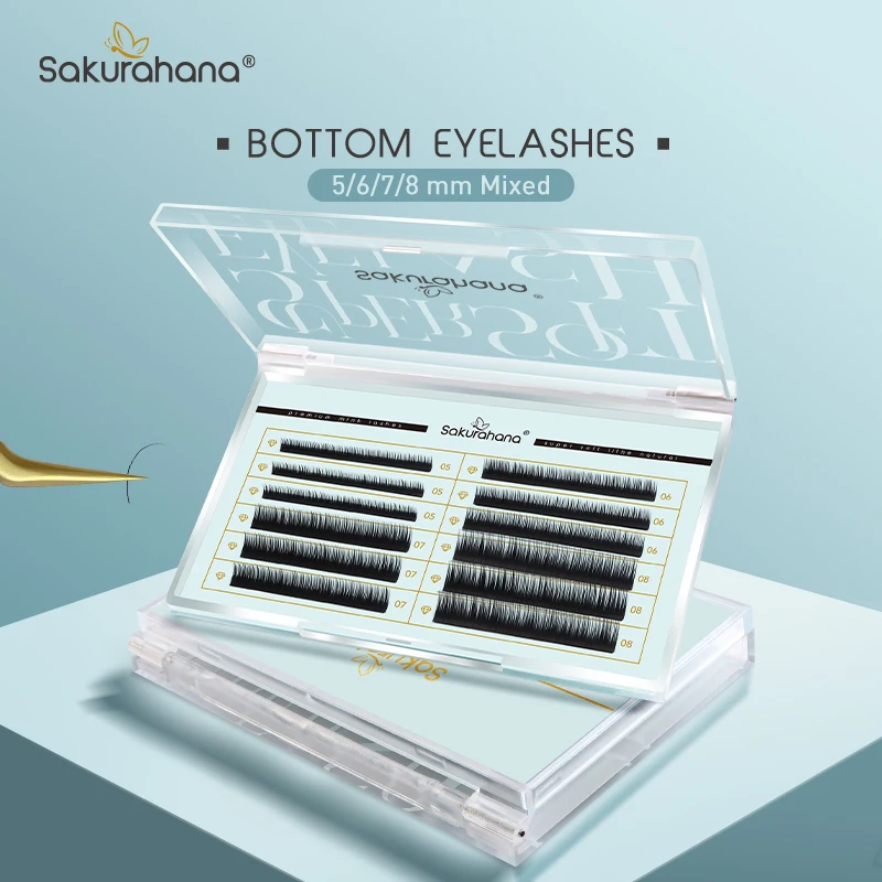 SAKURAHANA Lower Bottom Classic Eyelash Extensions Natural Soft Short Under Lash 5-7mm B C Curl Faux Mink Individual False Lash