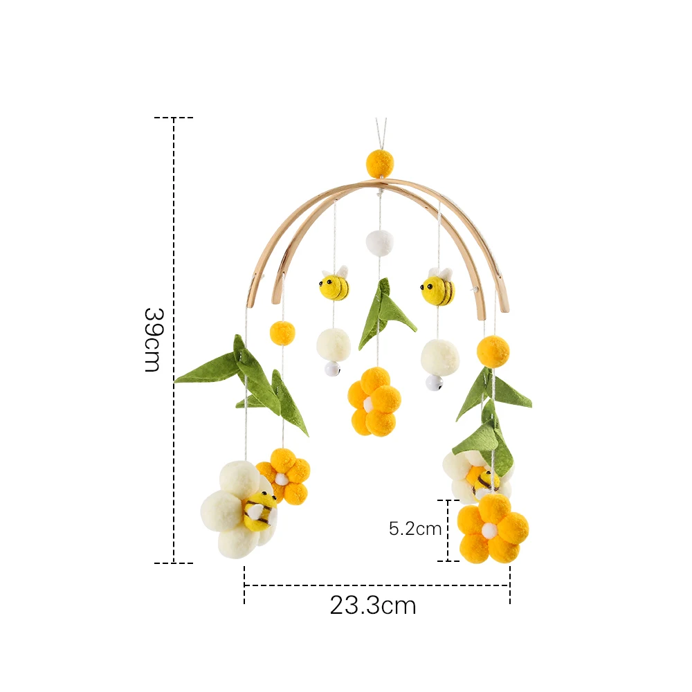 Carillon per animali Fiore Panno morbido Letto Campana Giocattolo Culla Sonagli Giocattoli per bambini 0-12 mesi Giocattolo mobile per neonati Giocattoli per neonati