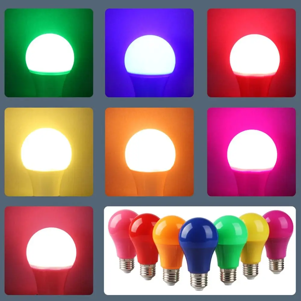 Led Colorful Bulb Lamp E27 B22 Base Colorful Led Light Lampada Ampoule 8W AC 100-240V Flashlight A60 Bulbs Home Decor