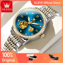 OLEVS Women's Watches Elegant Fashion Hollow Flower Dial Automatic Wristwatch Waterproof Jubilee Strap Bracelet Necklace Set