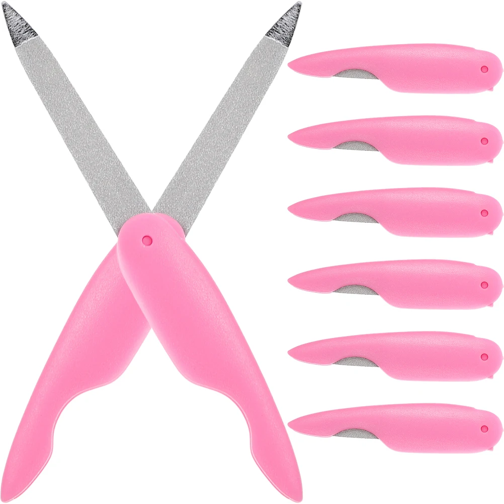 

8pcs Folding Metal Nail Files Double-Sided Buffer For Fingernails Toenails Manicure Pedicure Polish Durable Professional Bulk