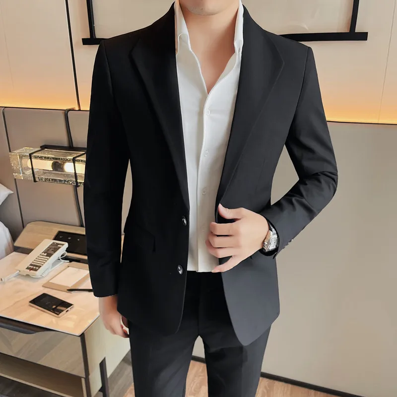 High Quality Autumn Men's Suit Jacket Casual Business Blazer Masculino Slim Fit Wedding Groom Social Dress Coat Costume Homme