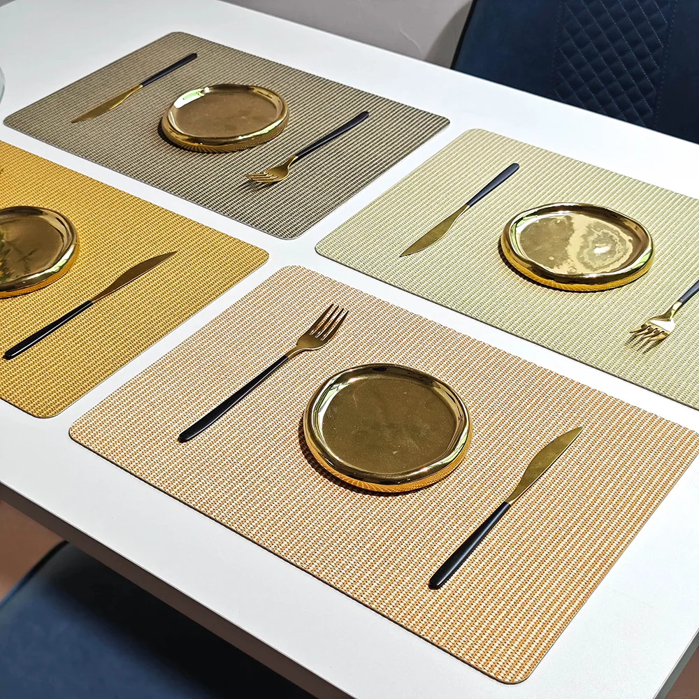 Woven PVC Leather Placemats Waterproof Oil-Resistant Simple Heat-Resistant Table Mats Dining Room Restaurant Home Use