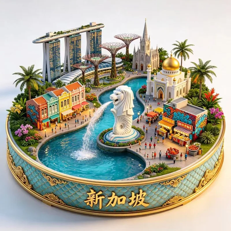 Singapore Fridge Stickers Metal Alloy Material Malaysia Travel Souvenirs Kuala Lumpur Australia Sydney Fridge Magnets Gifts