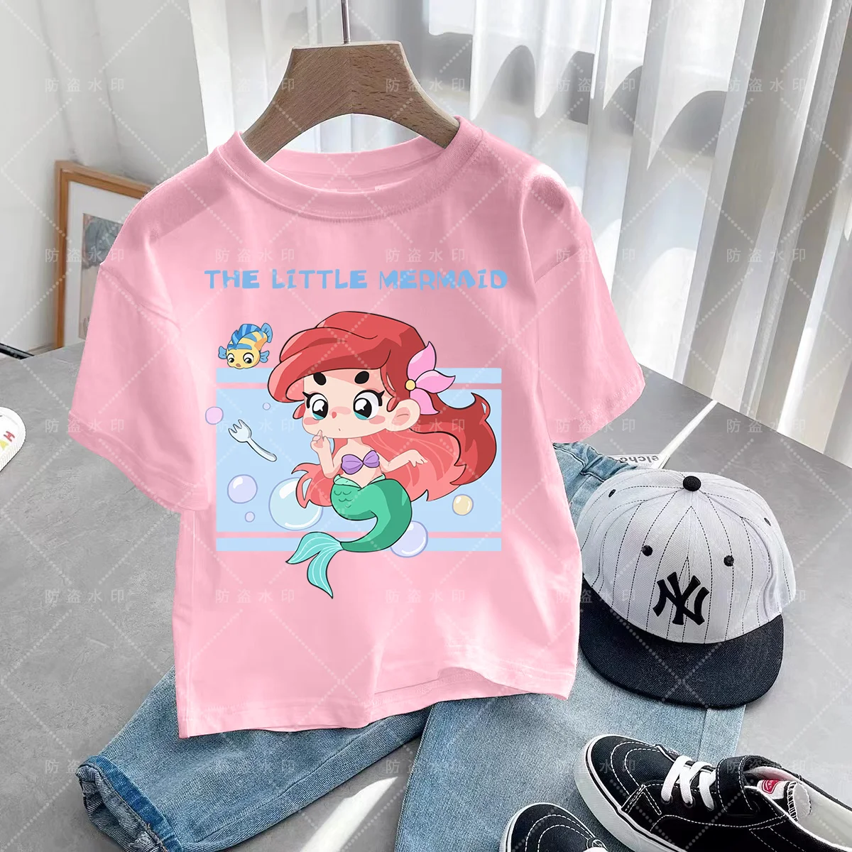 Camiseta de dibujos animados de Disney para niña, ropa de princesa Kawaii, dibujos animados de Disney, verano 2024