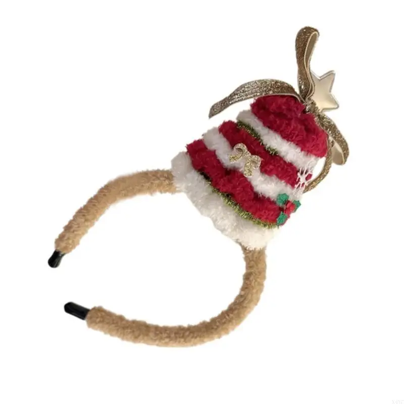X4YC Kerstthema Plush Headband Festival Props Hairhoop Holiday Party Decoratie