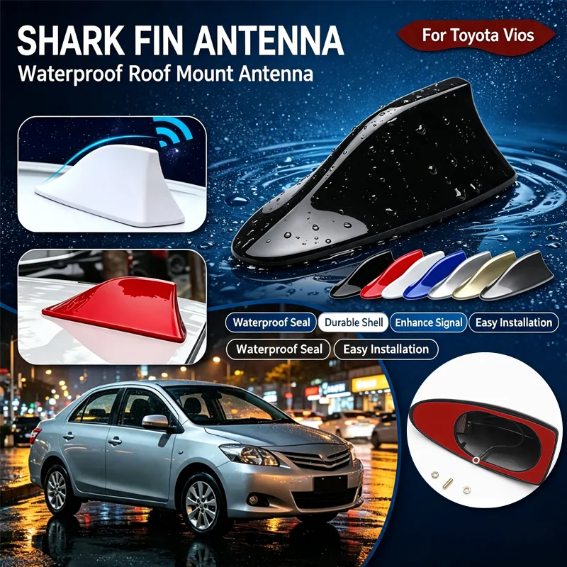 For Toyota Vios 2018+ – Shark Fin Antenna, FM Signal Booster, Waterproof Radio Antenna, FM/AM Super Aerials