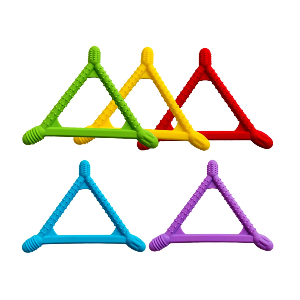 

1/5 шт. треугольные силиконовые прорезыватели без БФА, пищевой силикон, сенсорные игрушки для прорезывания зубов для малышей, успокаивающие силиконовые прорезыватели для жевательных мышц