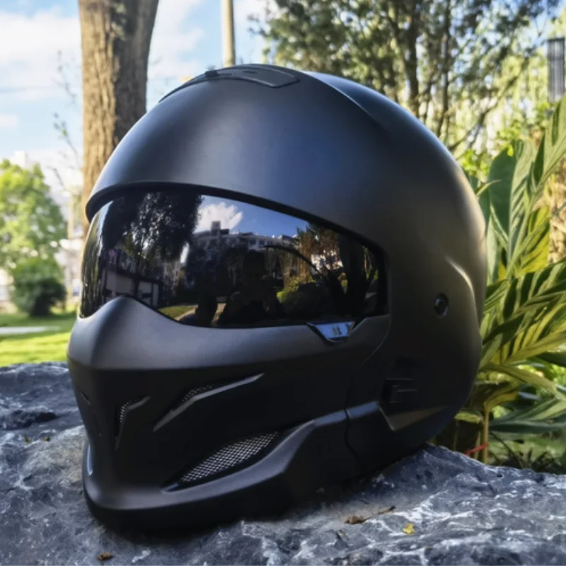 

Motorcycle Helmet New Black Scorpion Detachable Visor Multi-purpose Combination Half Predator Helmet for Retro Harley Locomotive