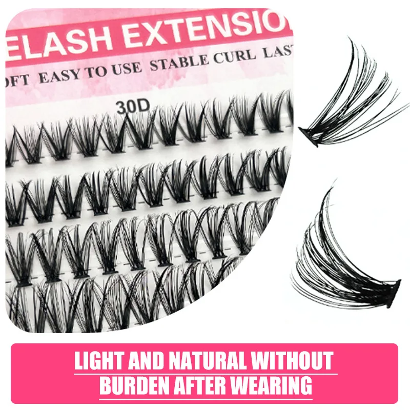 DIY Einzelwimpern-Set 30D 100D Flauschige D-Curl Wimpern in gemischten Längen, segmentierte falsche Wimpern, wiederverwendbares Wimpernverlängerungs-Kit für zu Hause – Detail 3