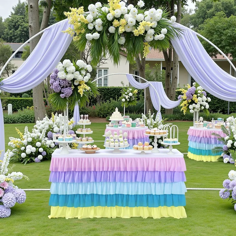 五層ケーキテーブルスカート-長方形-屋台-誕生日パーティー-ウェディングケーキテーブルスカート-ホテルパーティー-フェスティバル装飾-雰囲気作り