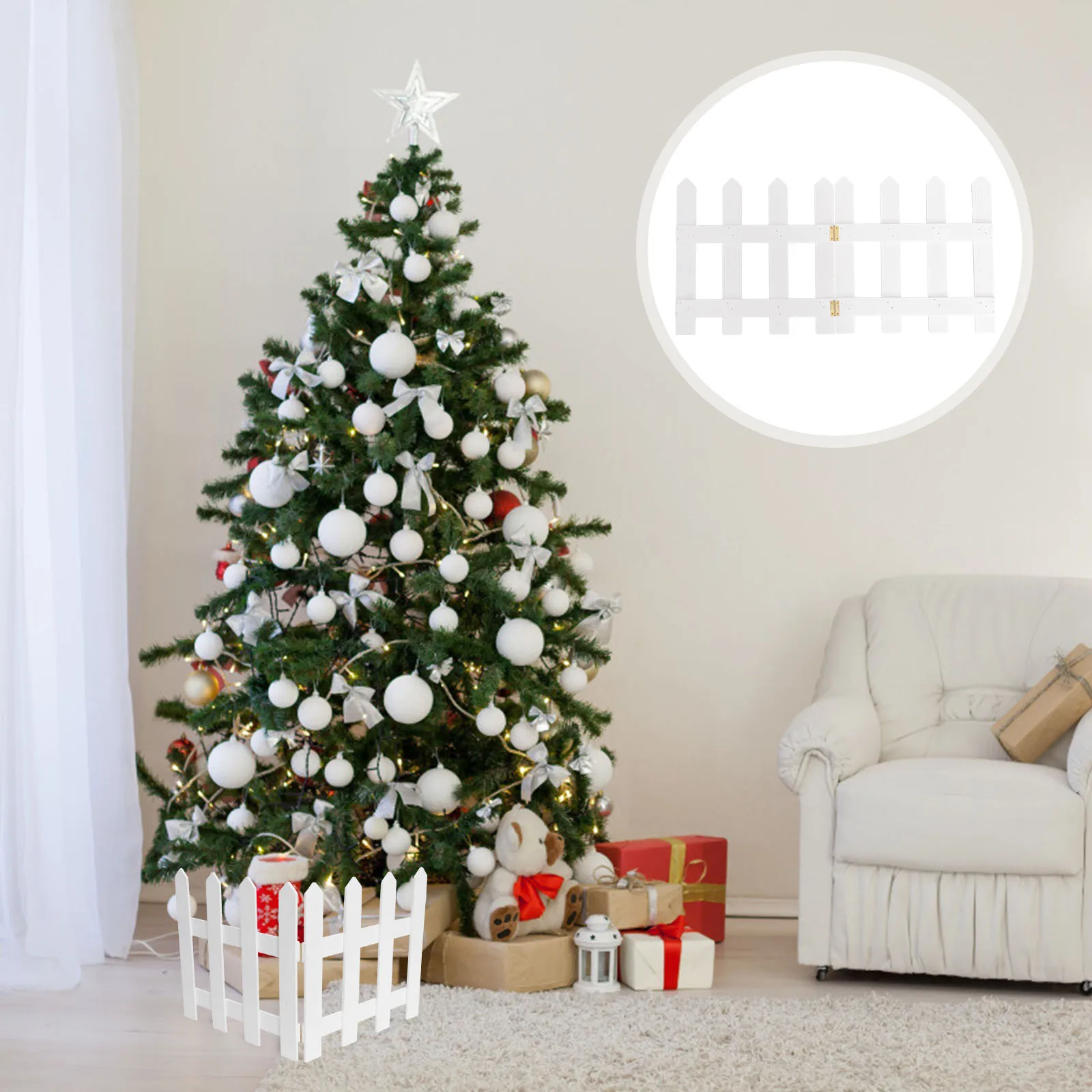 1 مجموعة 1.2 متر صديقة للبيئة خشبية سياج اعتصام شجرة الديكور مصغرة حديقة فناء عرض عطلة في الهواء الطلق #1