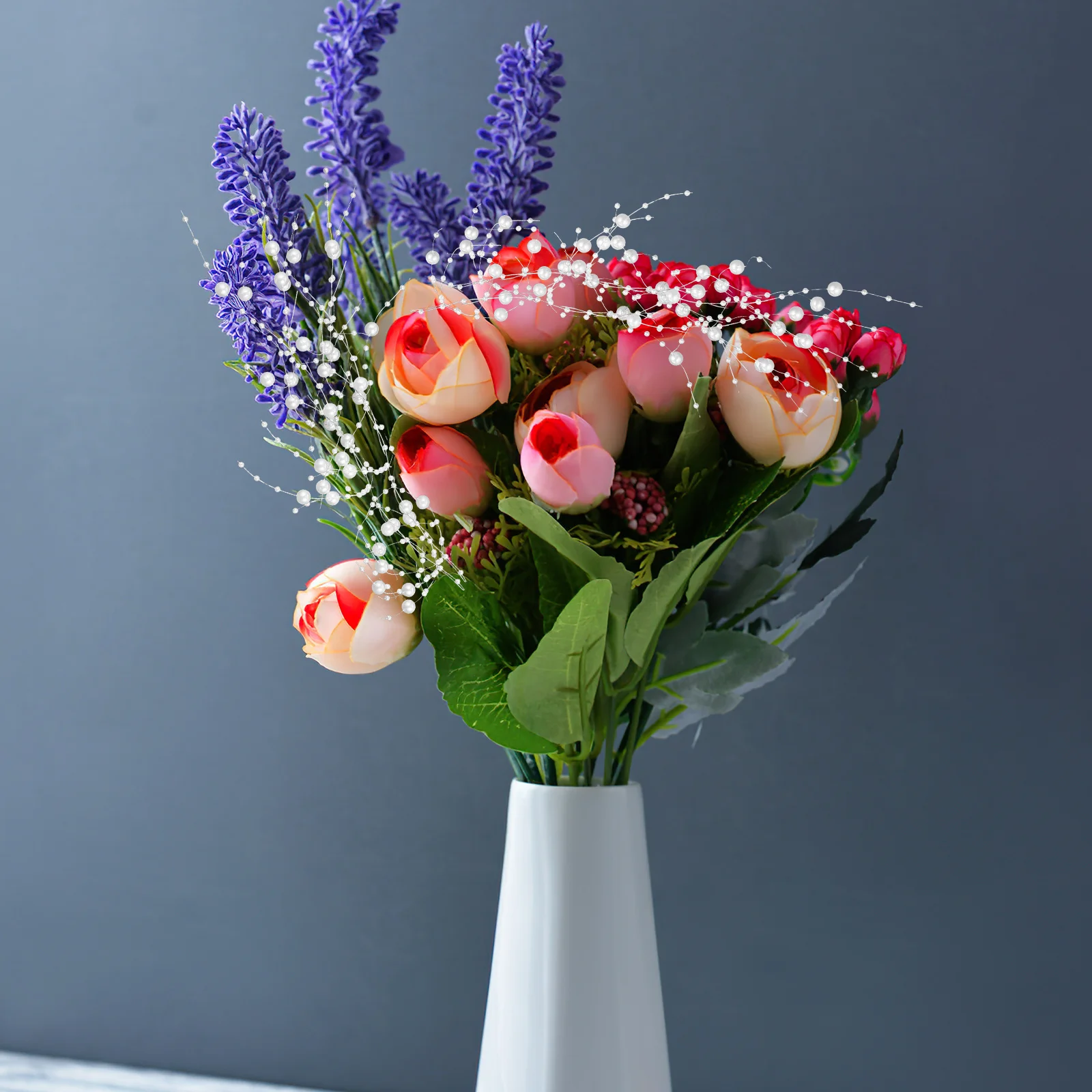 1 Rolle Perlenschnur zum Dekorieren von Vasen, Basteln, Girlanden, Tischdekoration, Zubehör