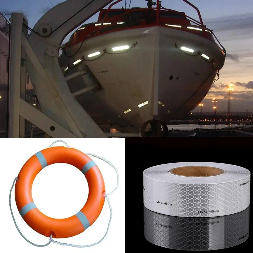 5cm*5m Self-Adhesive Reflective Solas Grade Safety Maritime Tape Waterproof Conspicuity Reflectors Warning Film Strips For Boat