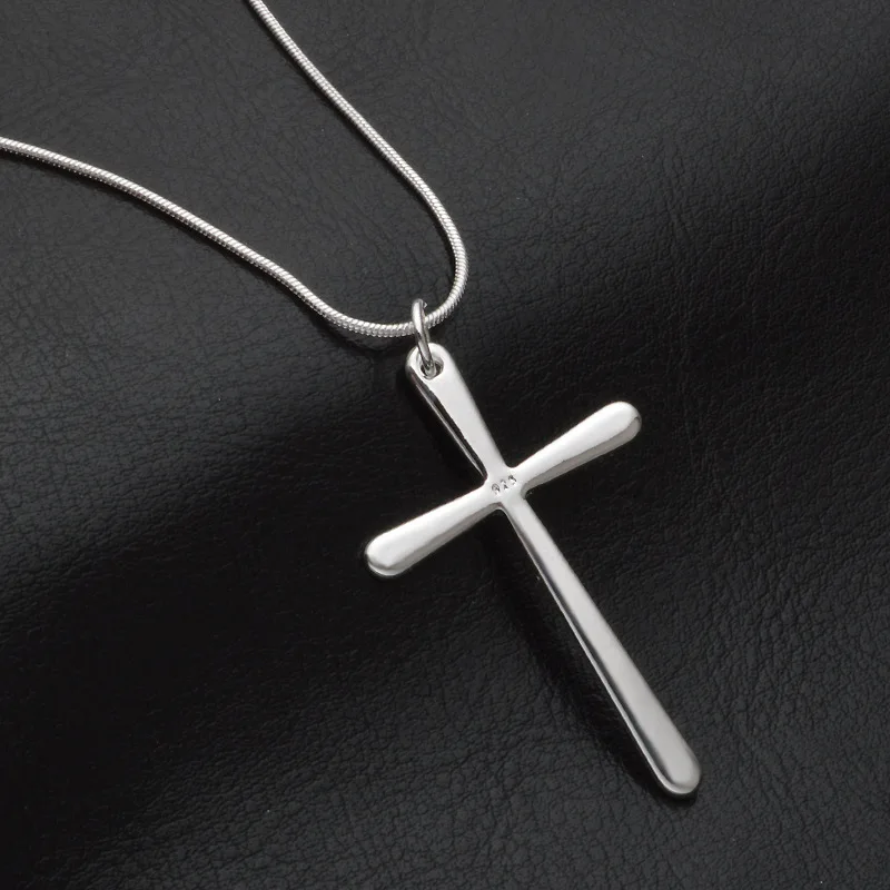 Women/Men Jewelry Wholesale Trendy 925 Sterling Silver Cross Pendant Necklace Punk Style Fast Shipping