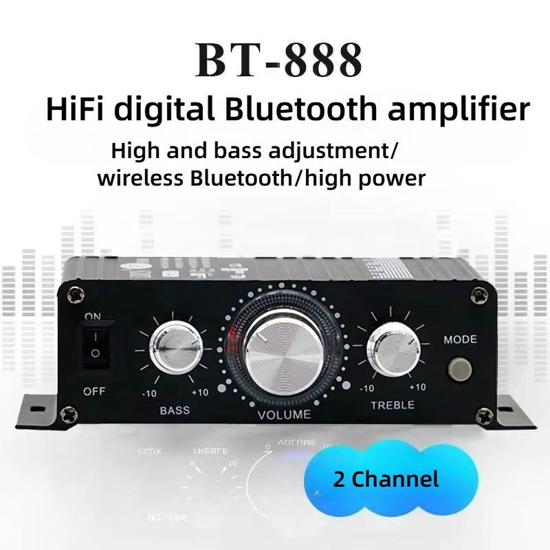 BT888 بلوتوث مكبر كهربائي 200 واط X2 2 قنوات صغيرة المنزل سيارة ستيريو الصوت أمبير