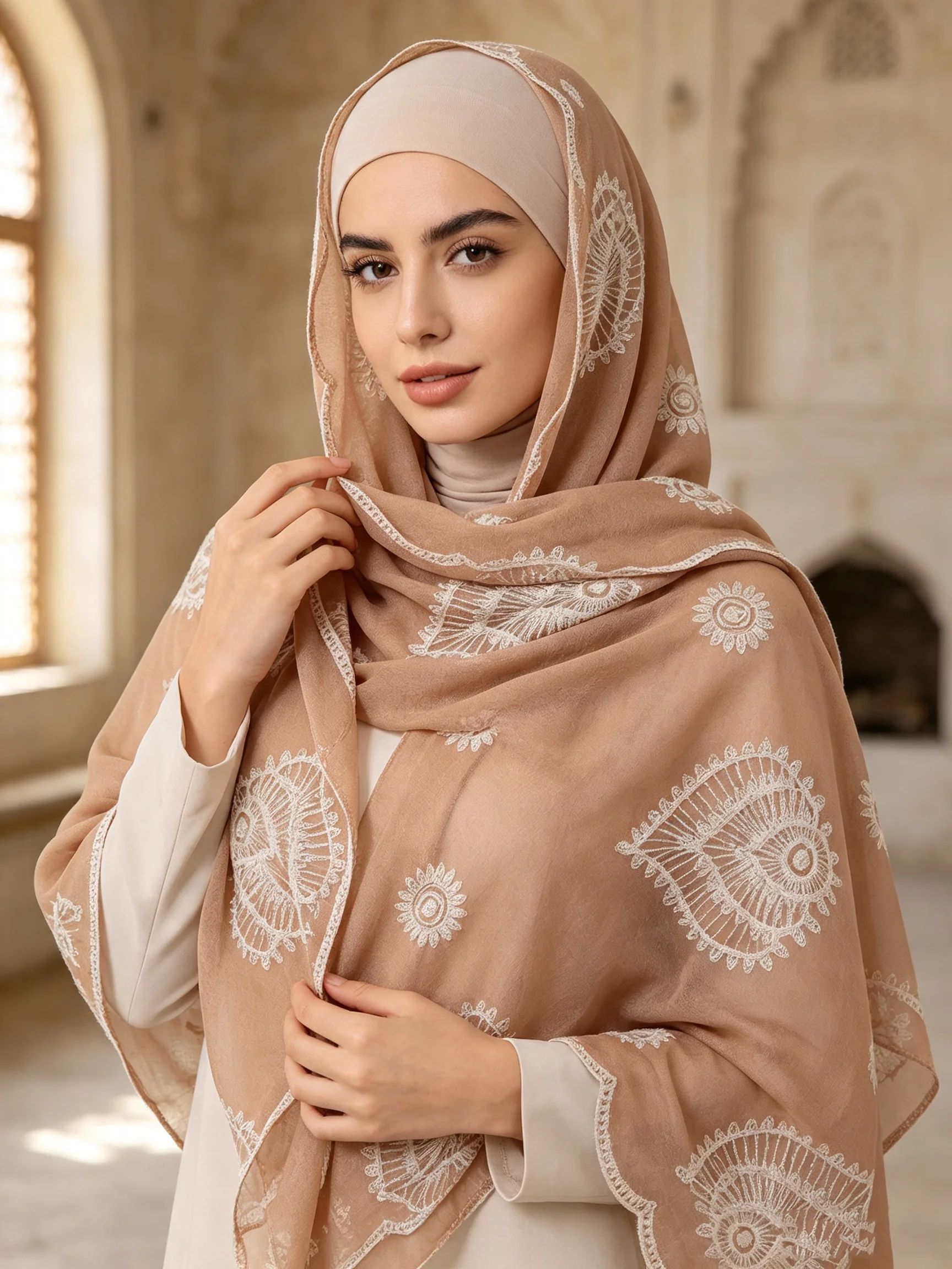 에스닉 스타일 무슬림 히잡 자수 헤드스카프 부드럽고 통 - Ethnic Fashion Women 리뷰 및 가격