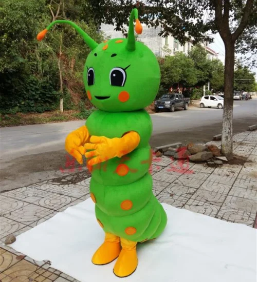 Disfraz de Mascota de Gusano Carpintero Verde, Personaje de Dibujos Animados, Ropa para Adultos, Disfraz de Halloween, Traje de Cosplay Navideño