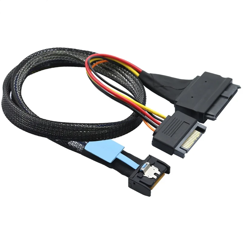 

Exquisite-Gen5 MCIO Slimline SFF-8654 4I To SAS 8639 U.2 Adapter Cable + 15P SATA Power Cable Converter Wire Cord