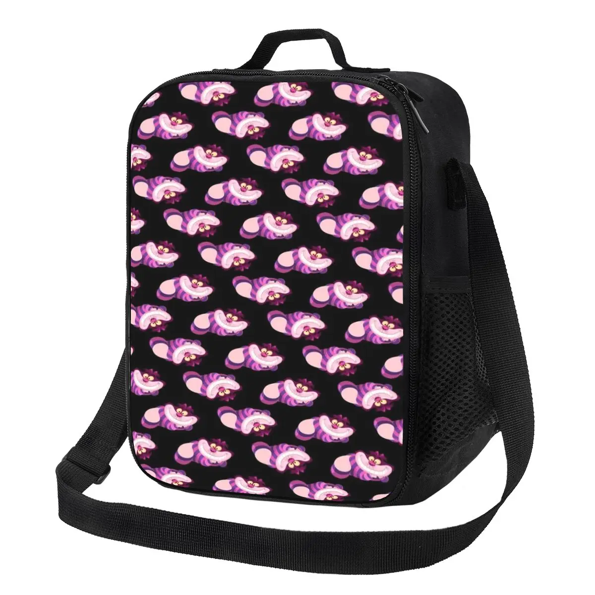 

Custom Cheshire Cat Smile Thermal Insulated Lunch Bags Women Resuable Lunch Container for School Office Outdoor Bento Food Box