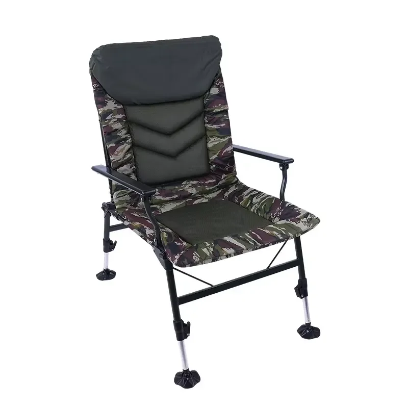 Thickened Carbon Steel Folding Fishing Chair Outdoor Camouflage Reclining Seat Reinforced Multi Purpose Portable Camp Stool