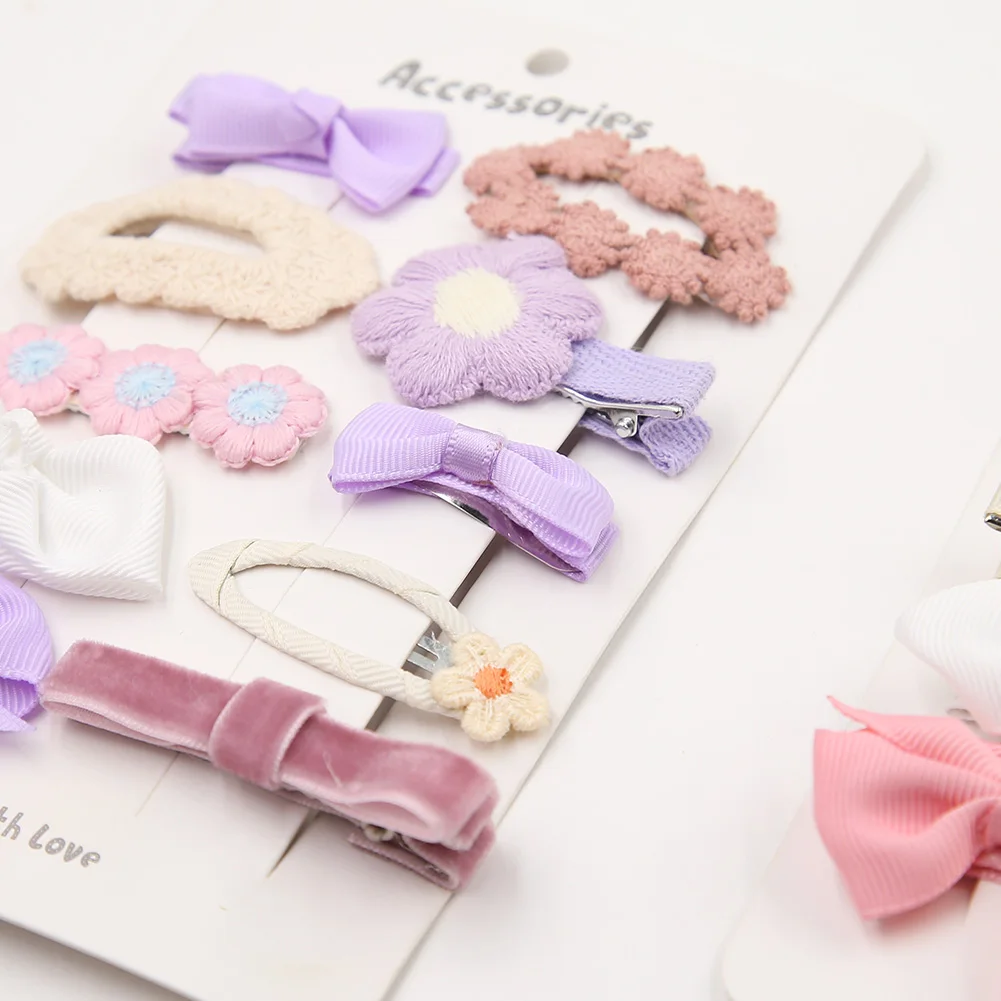 10Pcs/Lot Korean Velvet Ribbon Hair Bows Clips for Baby Girls Corchet Margarita Hairpins Hairgrips Kids BB Barrettes Headdress