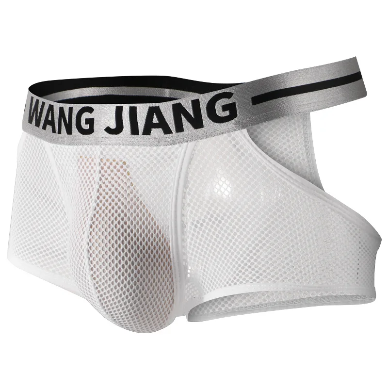 Men\'s Panties U Convex Pouch Underwear Mesh Transparent Hollow Panties Open Butt Thong Lingerie Low Waist Jock Strap Bikini