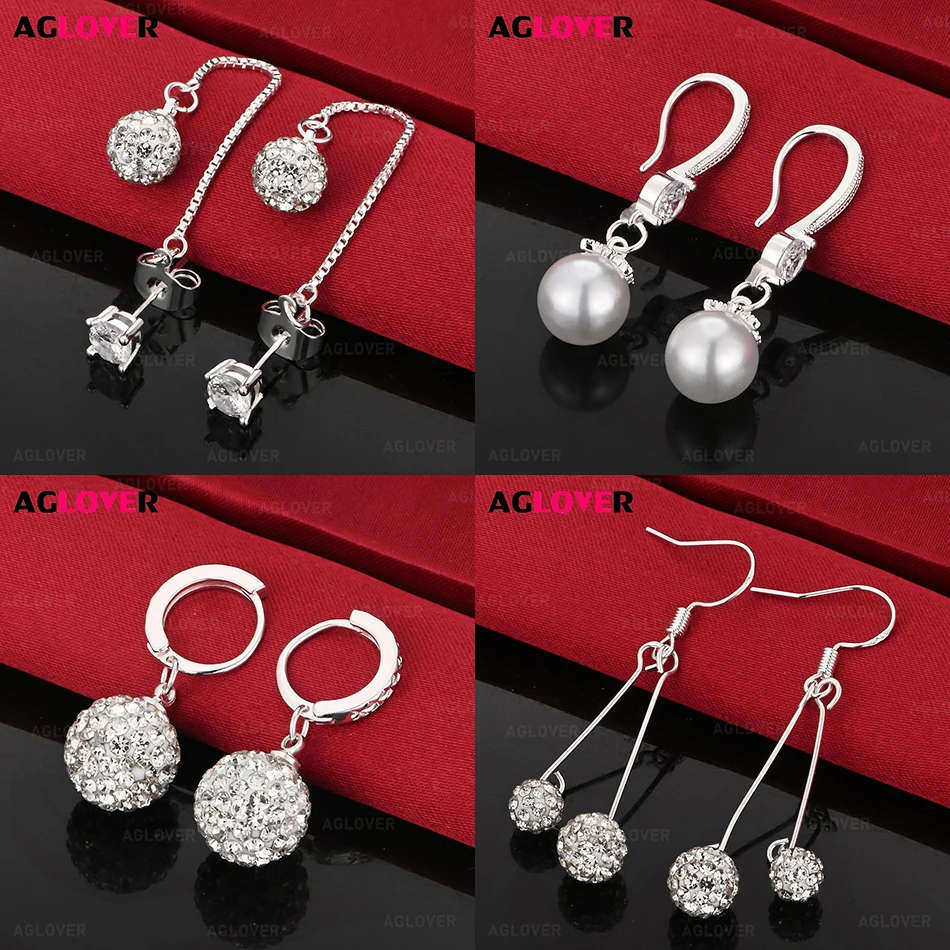 

AGLOVER 925 Sterling Silver Pearl Earrings For Women Versatile And Fashionable Party Jewelry