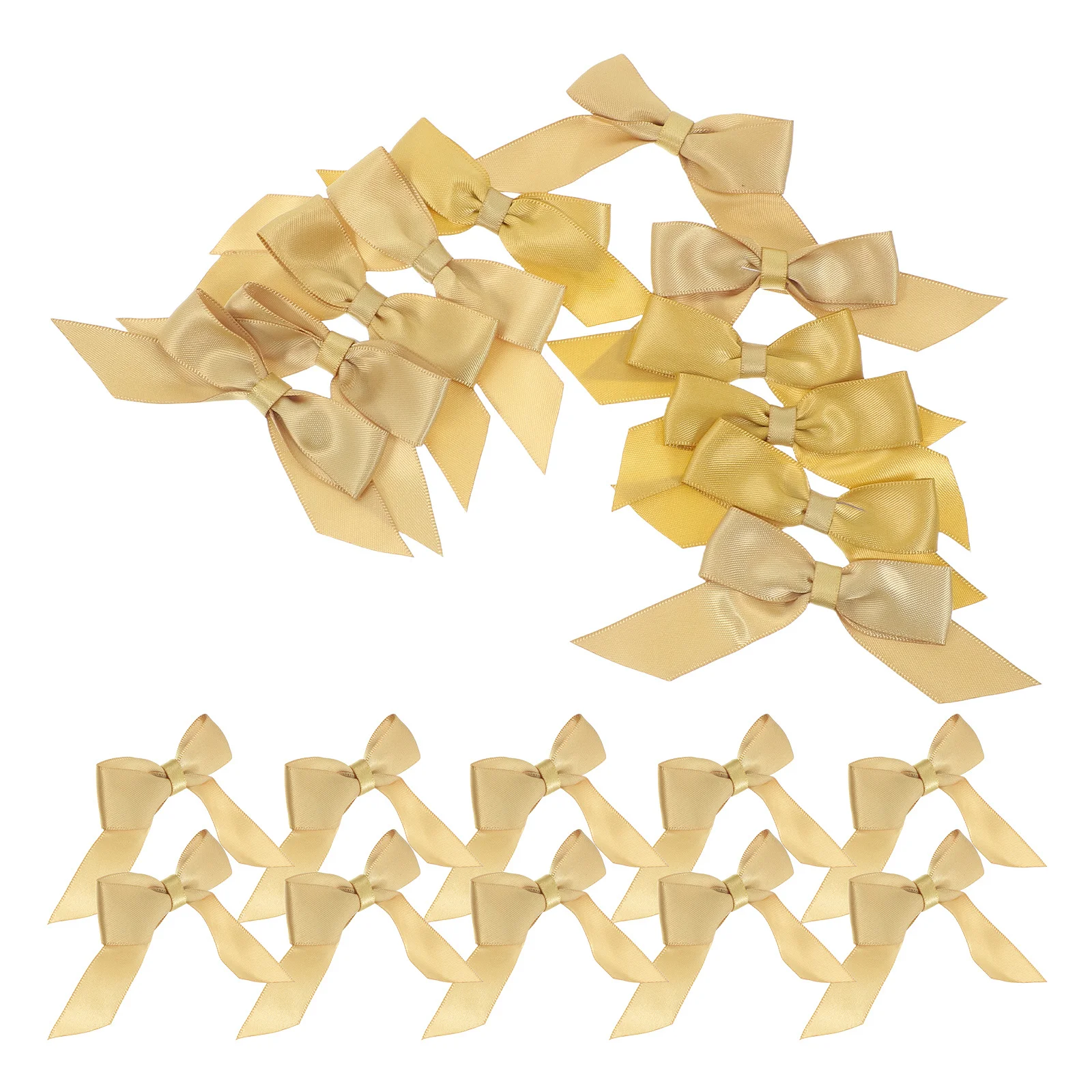 

30Pcs Double-Sided Adhesive Satin Ribbon Bows Pre-Tied Gold for Present Wrapping Party Craft Decorations Self Adhesive Bows