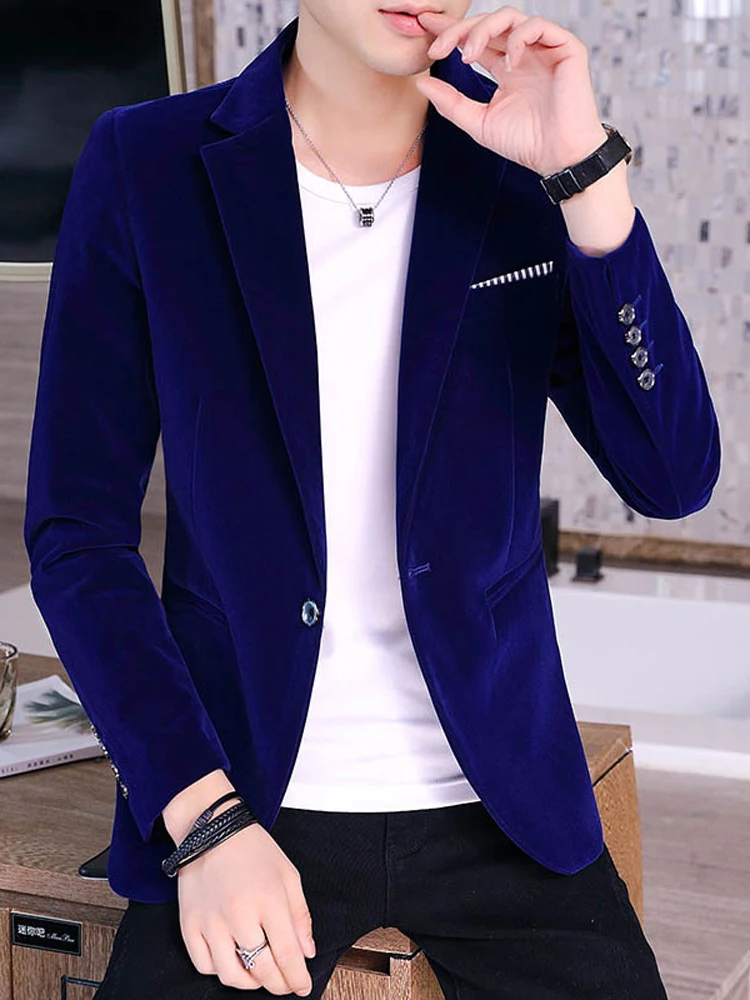 

plus Size Men's Pure Color Flannel Suit Jaet Briti Sle Winter Busin Casual Long Sve Regular Fit Single Button