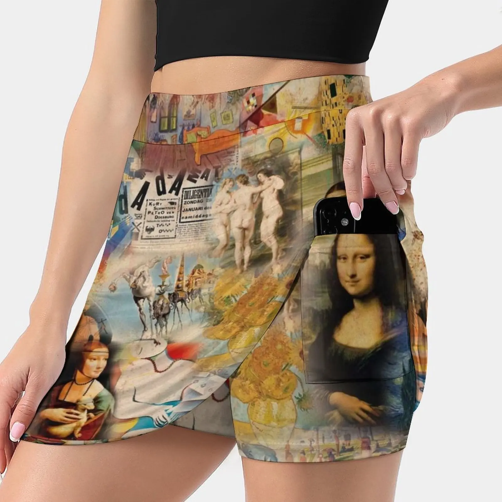 

History Of Art Skirts Woman Fashion 2022 Pant Skirt Mini Skirts Office Short Skirt History Collage Vintage Mona Lisa Da Vinci