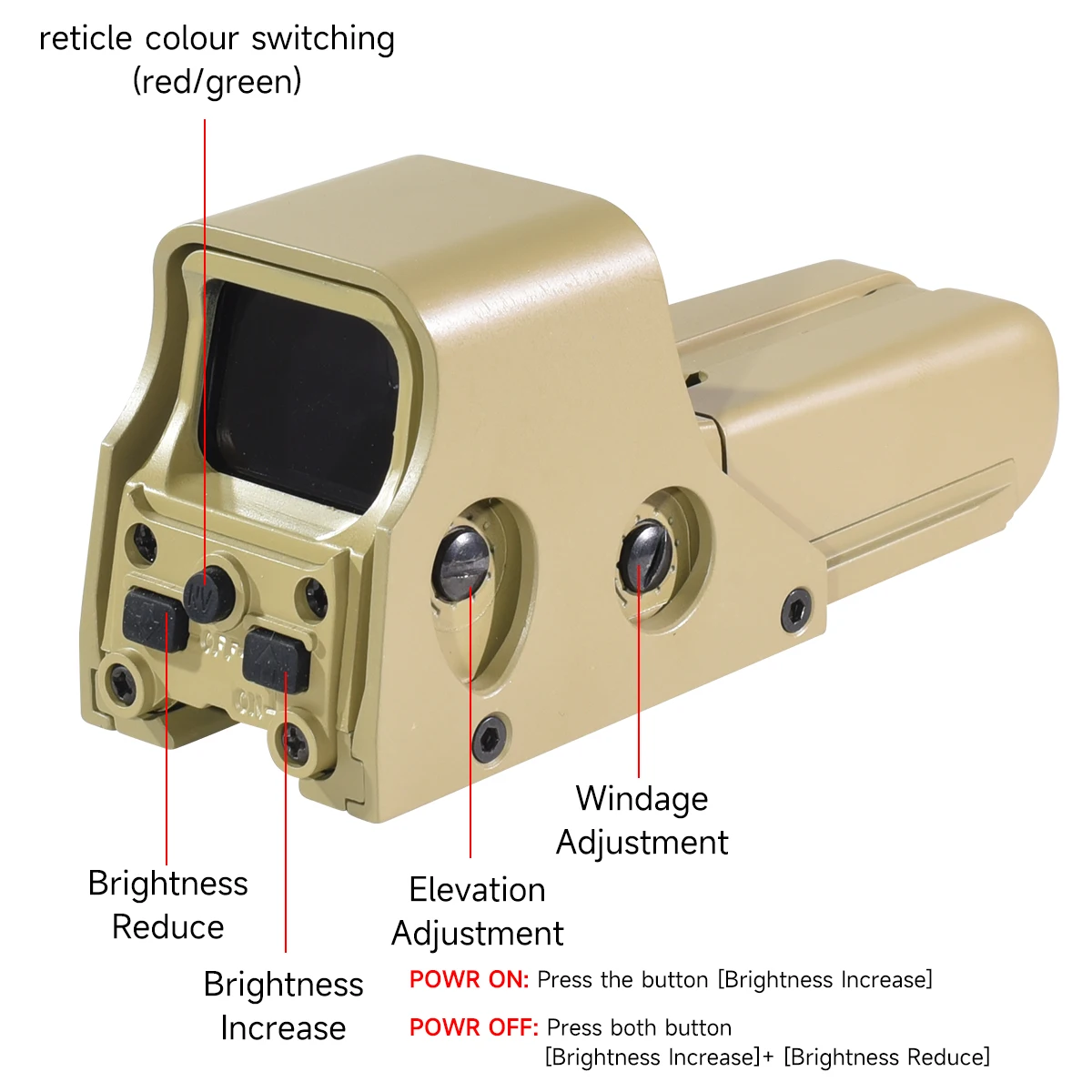 Tactical 552 Red Green Dot Collimator Sight Reflex Holographic Sight Riflescope Fit 20mm Rail Mount Airsoft Rifle Hunting