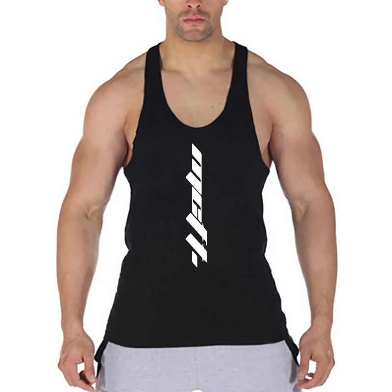 Men Racerback Tank Top Gym Stringer Vest Sleeveless Bodybuilding Shirts Muscle Sport Fitness Clothing Summer Workout Tops Male