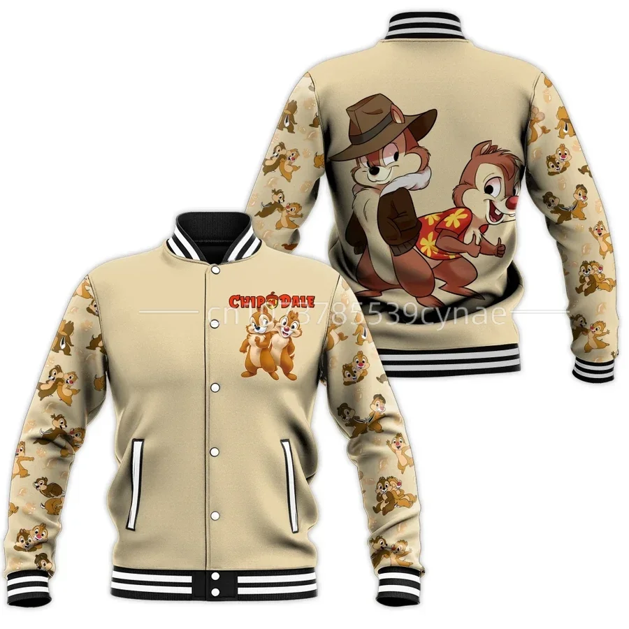 2023 Disney Chip n Dale Bomber Jacket Women Men Autumn Baseball Jacket Coat Cartoon Streetwear Harajuku  Jacket