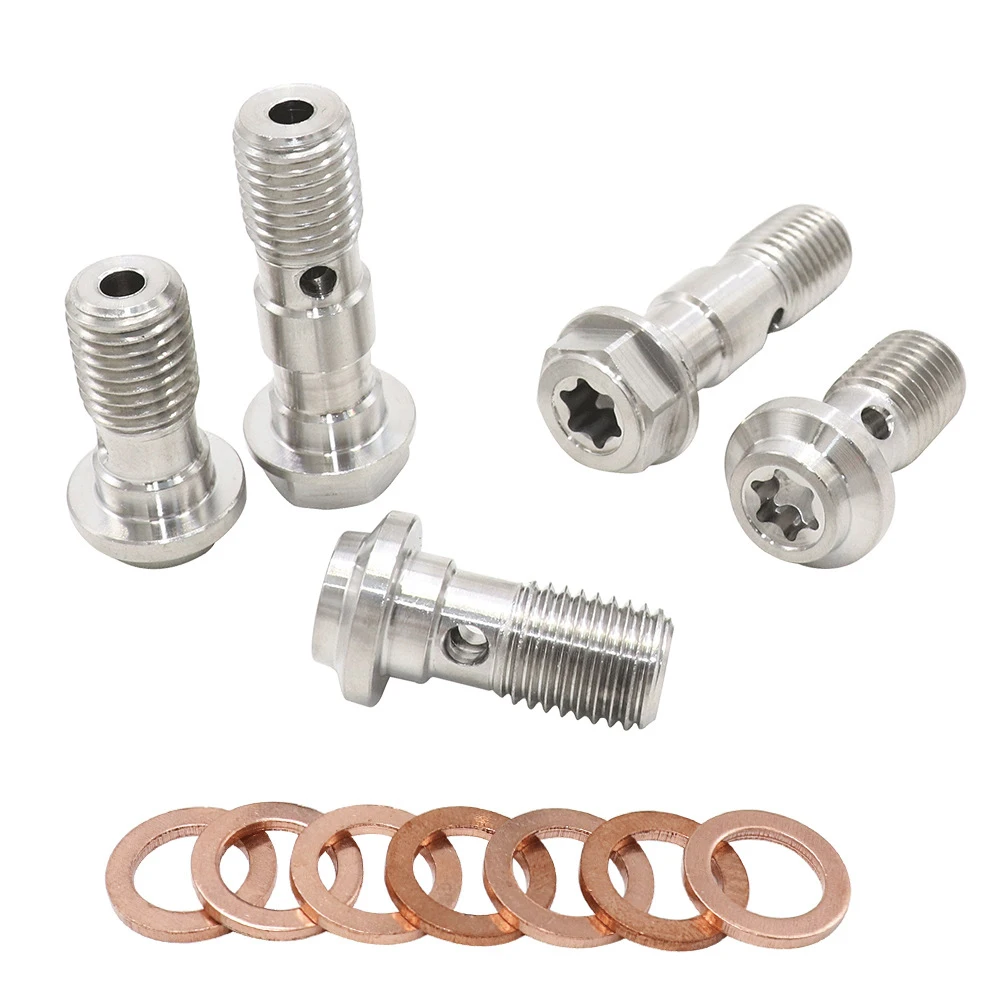 

Brake Line Banjo Bolt M10 x 1.0/1.25mm Step Motorcycle Brake Oil Hose Brake Line Single Double Banjo Bolt
