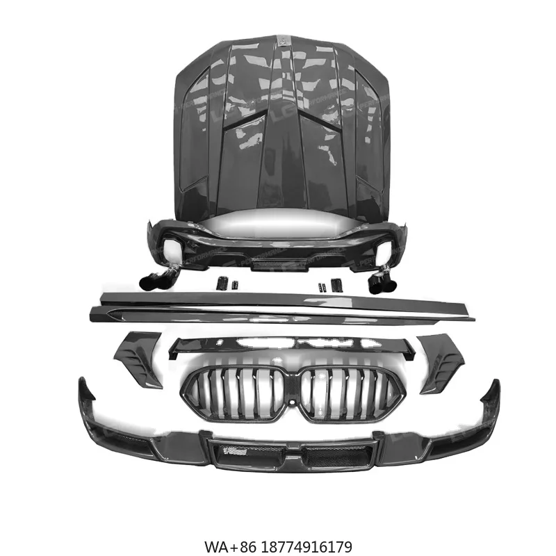 

G06 LD Style Передний диффузор для губ Боковая юбка Спойлер Капот Комплект кузова из углеродного волокна для X6 G06 M Sports Модернизированная полированная отделка