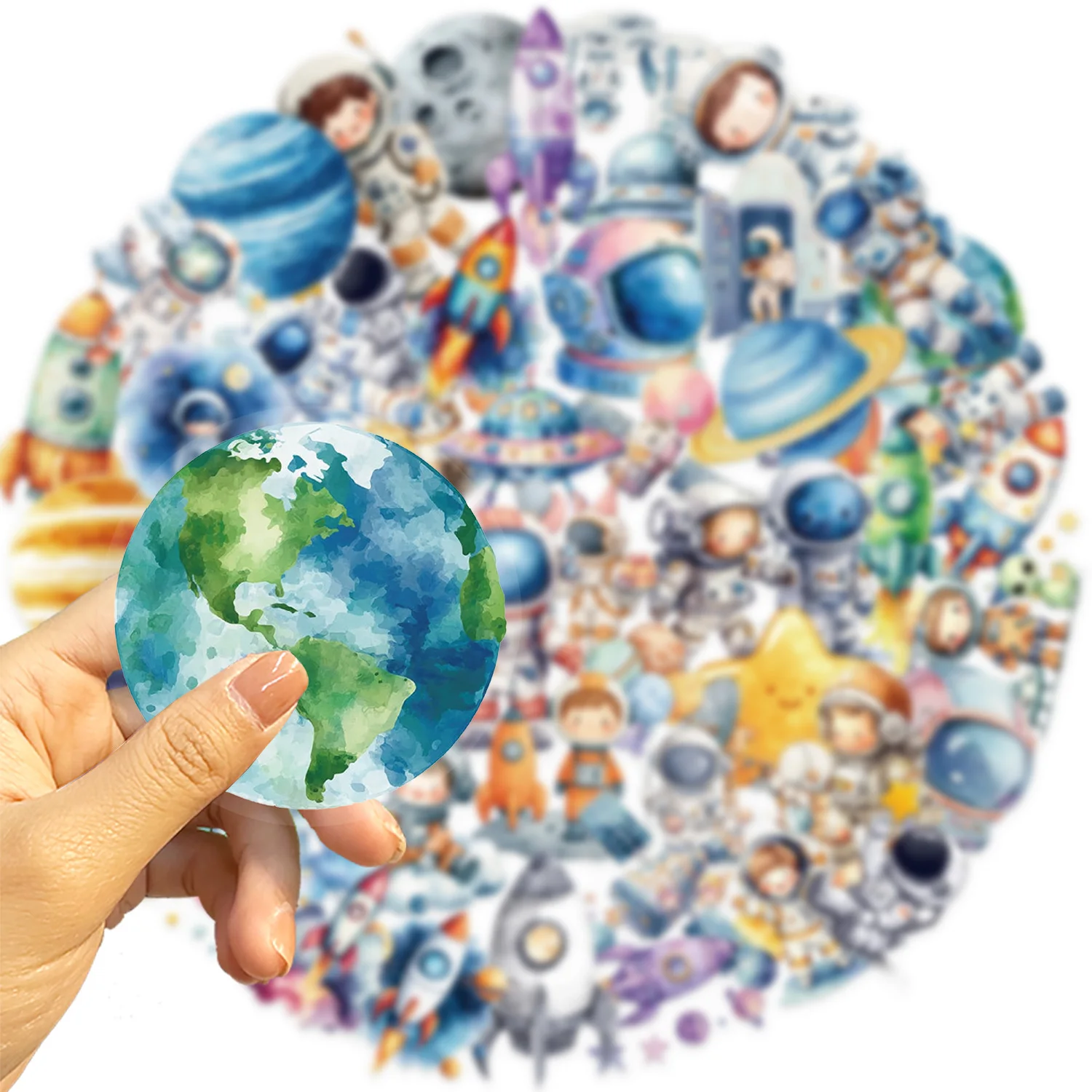 50 SZTUK Przezroczystych Naklejek z Kreskówkowymi Kosmonauty, Kreatywne Dekoracje na Telefon Komórkowy, Etui na Laptopa, Kubek na Wodę, Zabawki, Prezenty