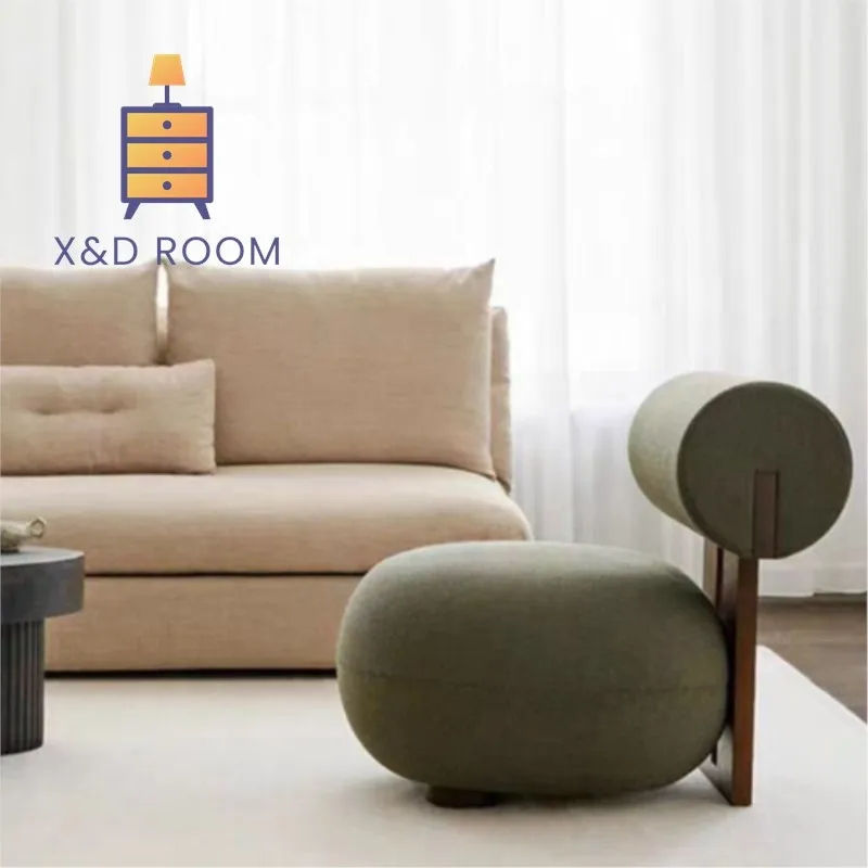 X&D Milk Oil Style Single Sofa Chair Simple Modern Celebrity Lazy Sofa Bedroom Living Room Cream Lamb Velvet Hippopotamus Chair