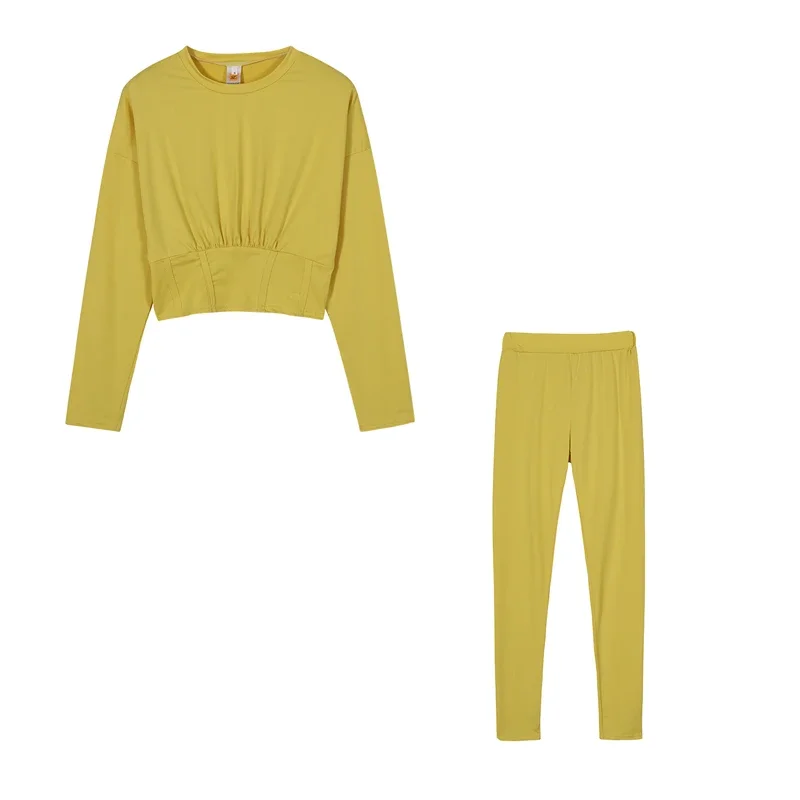 2023 neue AutumnWomen's Reine Farbe Sport Taille Anzug Mode Lässig Zwei-stück Set – Detail 32