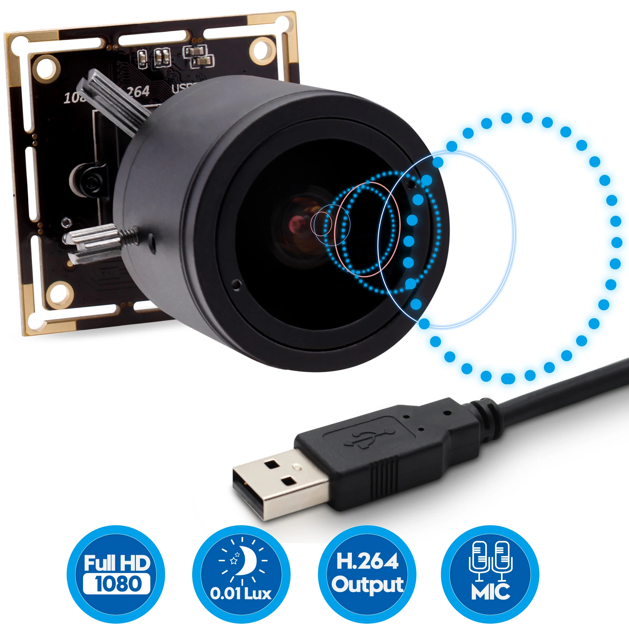 1080P H.264 Low Light Camera IMX323 Sensor Industrail Machine Vision USB Camera Module With Varifocal 2.8-12mm M12 lens