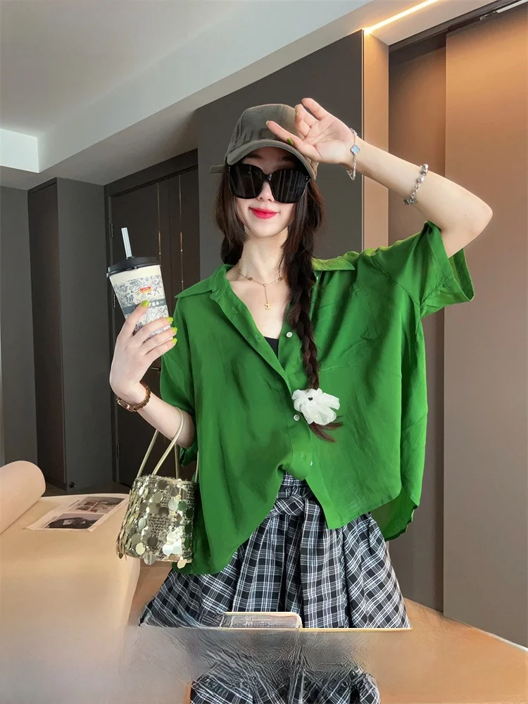 

Женский повседневный универсальный свободный крой в стиле ретро ort Sve irt, лето 2022, однотонный топ Ne