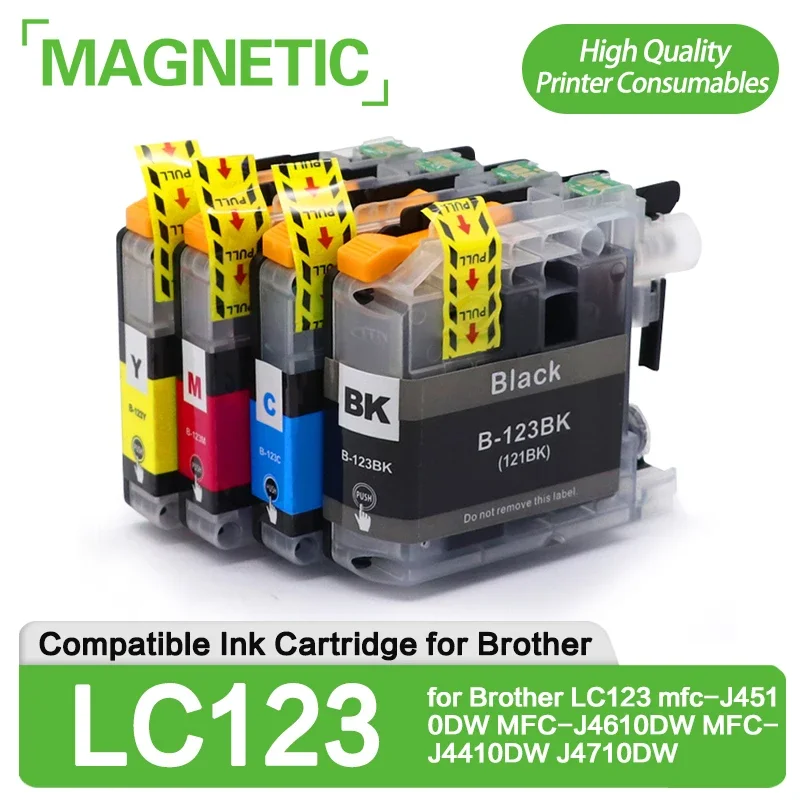 Printer Cartridge LC123 Magnetic LC123 Compatible Ink Cartridges for Brother LC123 mfc-J4510DW MFC-J4610DW MFC-J4410DW J4710DW