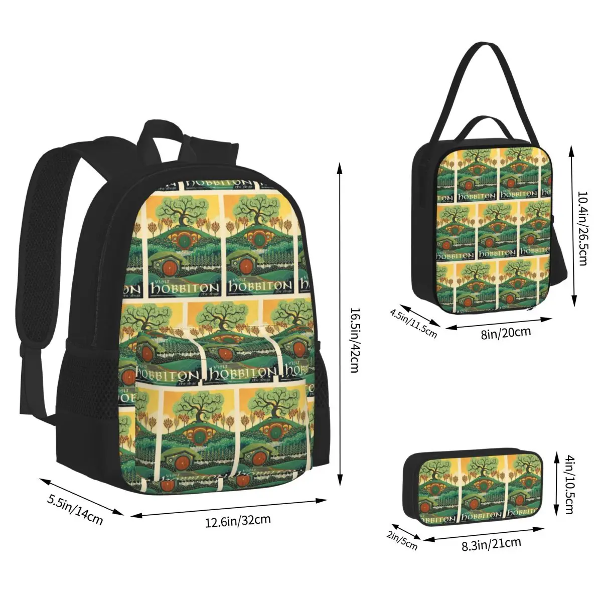 Visit The Shine Poster-1 Backpacks Students Bookbag School Bags Kids Rucksack Lunch Bag Pen Bag Three-Piece Set