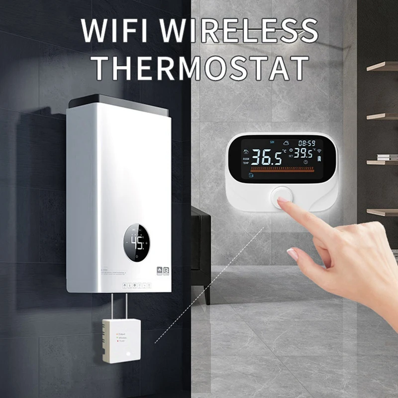ABGR-Tuya Wifi المنزل الذكي ترموستات لاسلكي RF بطارية الغاز المرجل تسخين المياه الرقمية متحكم في درجة الحرارة