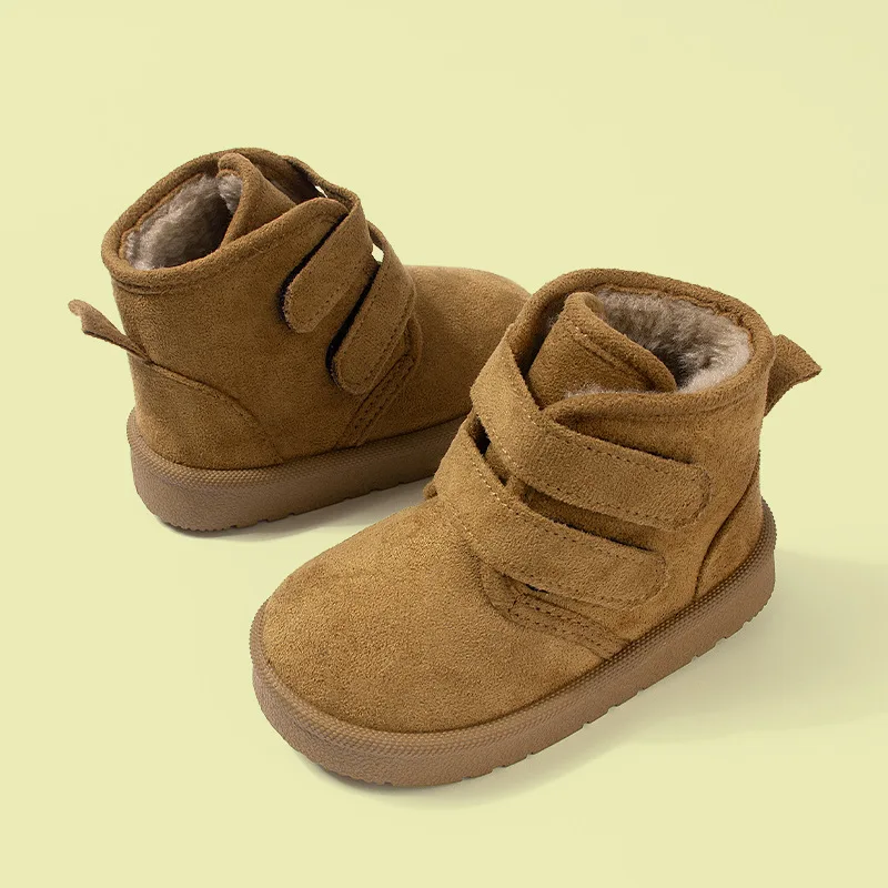 

Высококачественные детские зимние популярные уличные повседневные износостойкие зимние ботинки, детская модная черная плюшевая обувь EKF85