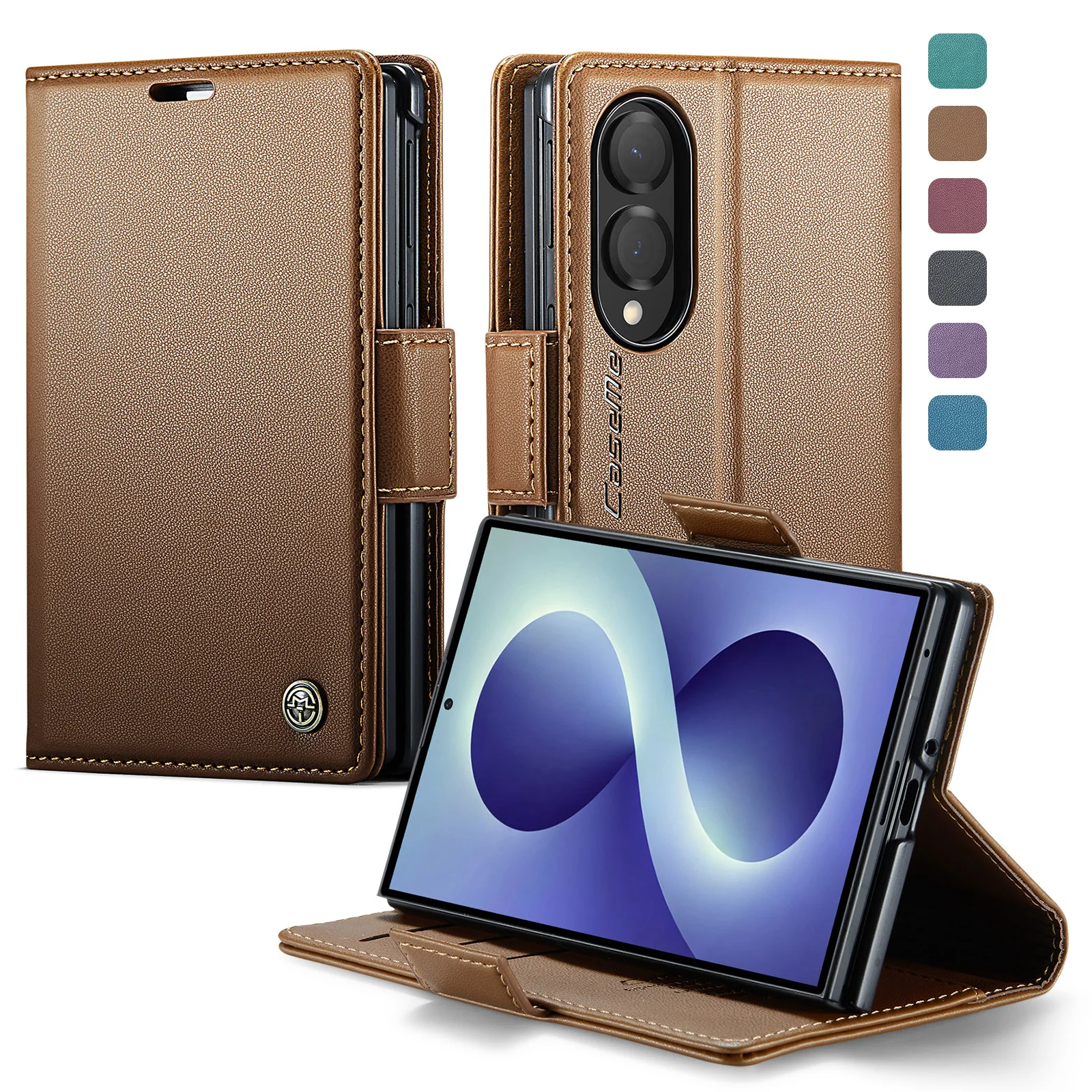 CaseMe for Samsung Galaxy Z Fold8 Wide / Z Fold8 Ultra Case , Magnetic Flip PU Leather Wallet Card Holder Phone Cover Protector