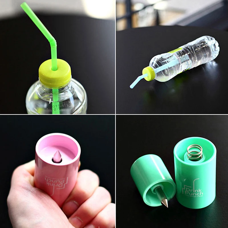 1pc Mini Water Drill apribottiglie strumenti Drink Punch Bottle Cover Hole Punch Opener per paglia per la festa colore casuale vendita calda