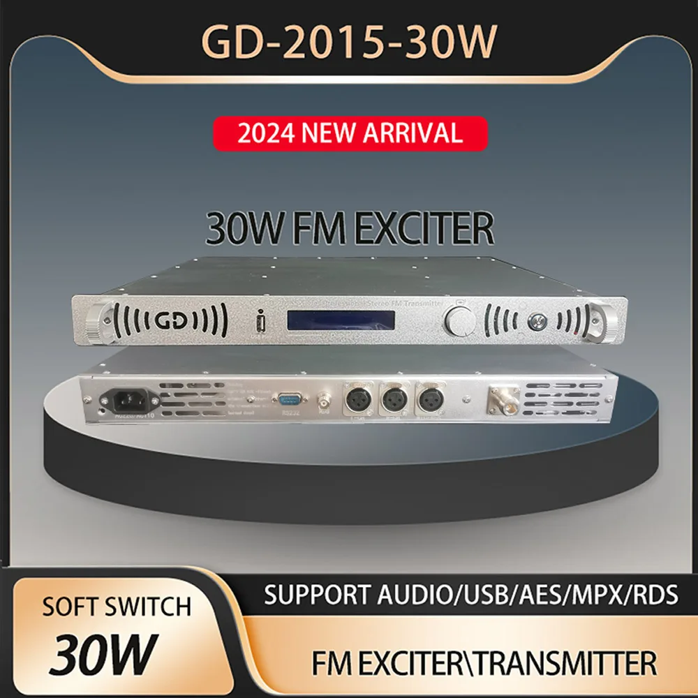 GD-2015-30W 30W FM Transmitter FM broadcast transmitter for Radio Station 87.5-108MHz MPX/RDS/USB