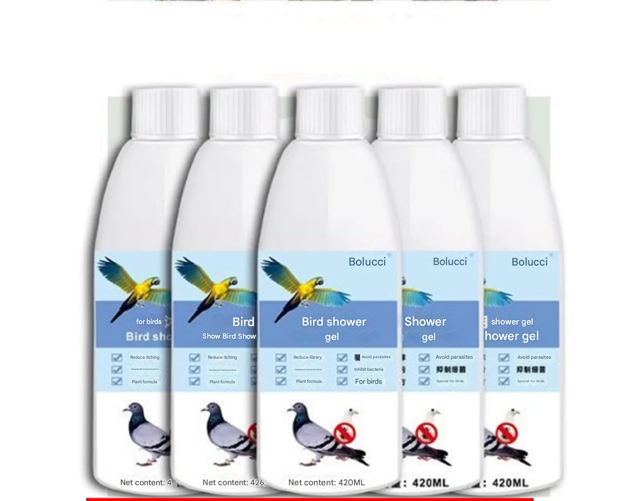 Pigeon bath special body wash 420ml deworming bath medicine deodorizing parrot bird mites outside the body liquid